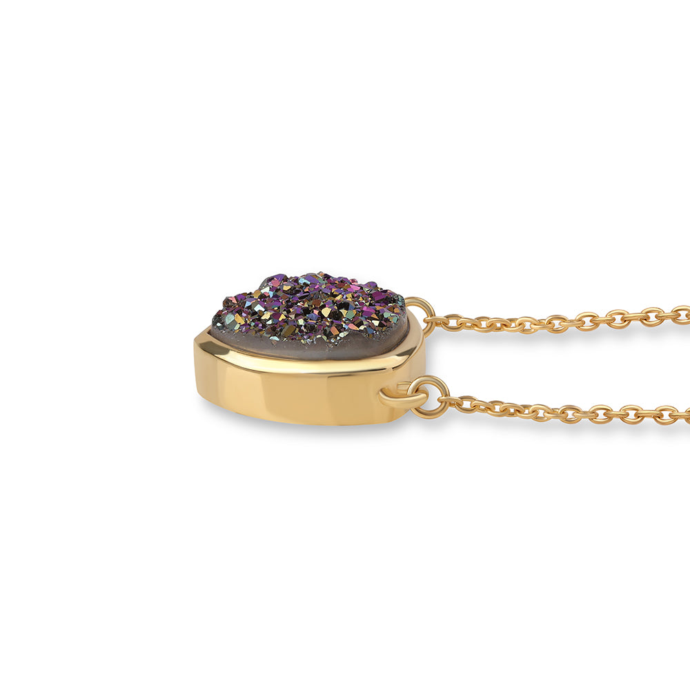 Goldplattierte Silberhalskette mit lila Druse