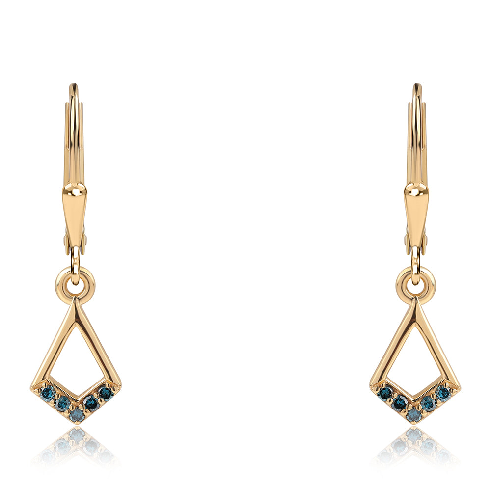 Goldplattierte Silberohrringe mit blauem Diamant