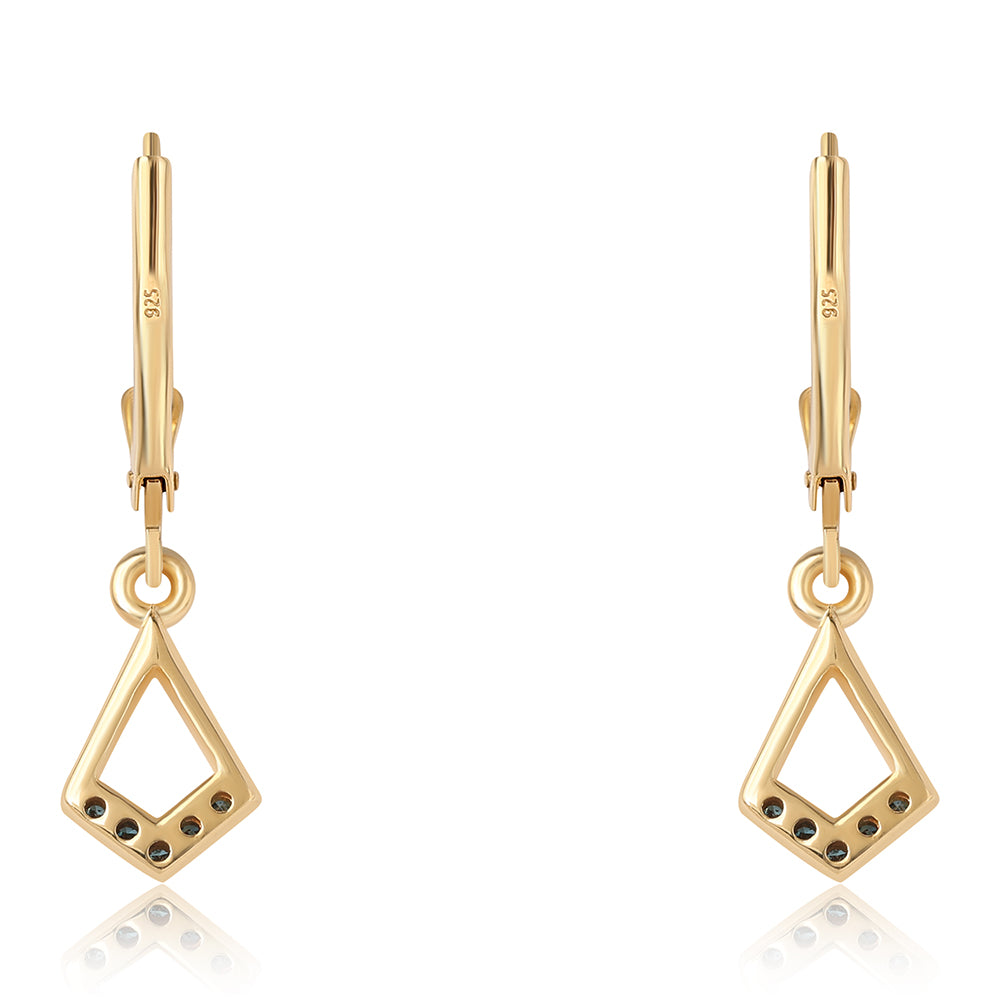 Goldplattierte Silberohrringe mit blauem Diamant