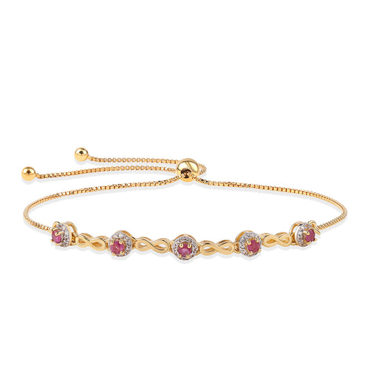 Goldplattiertes Silberarmband mit Rubin aus Mosambik und weißem Topas