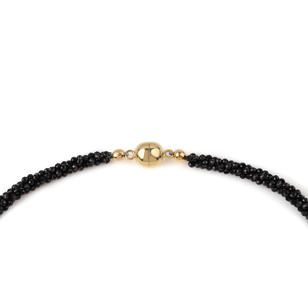 Goldplattierte Silberhalskette mit schwarzem Spinell
