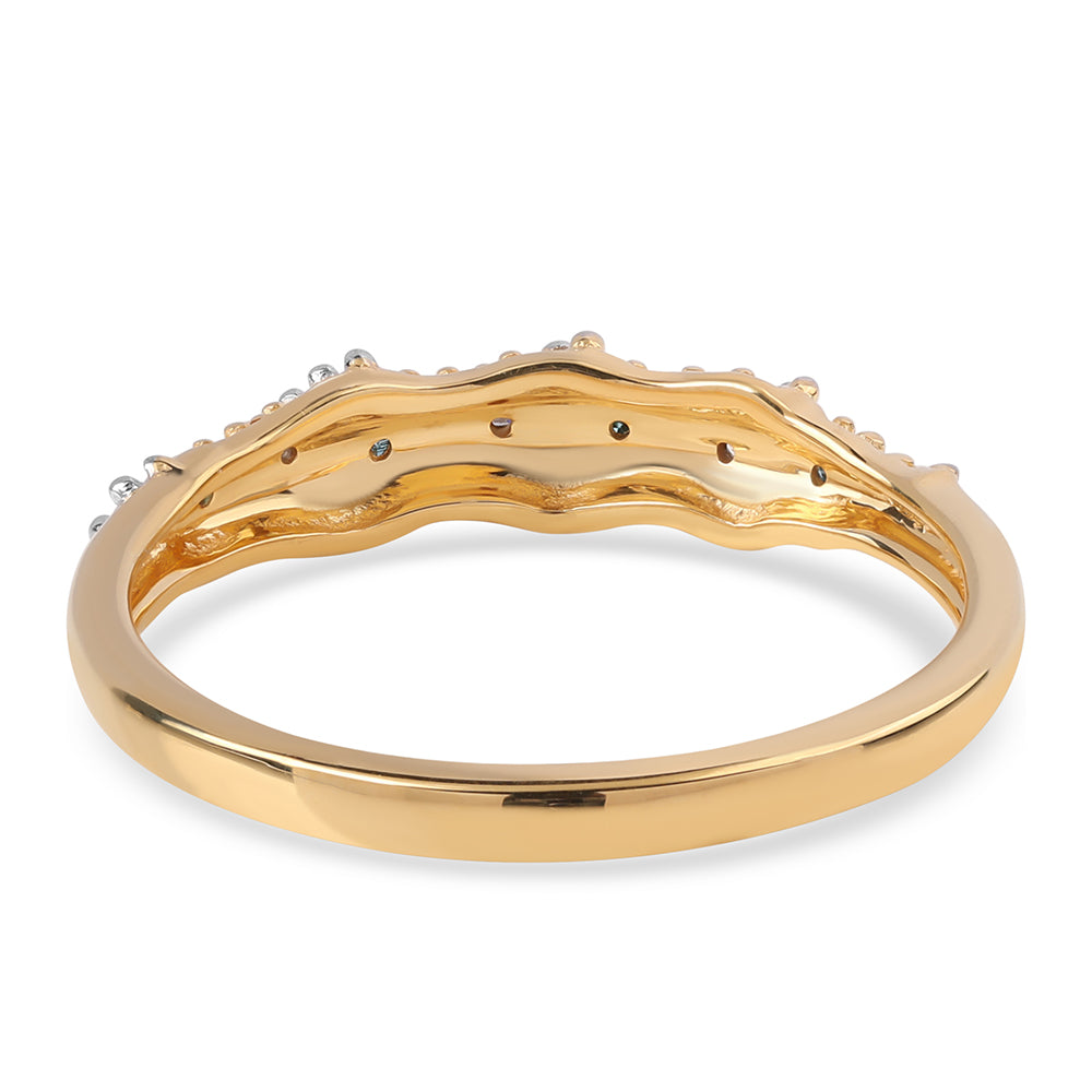 Goldplattierter Silberring mit blauem Diamant und weißem Diamant
