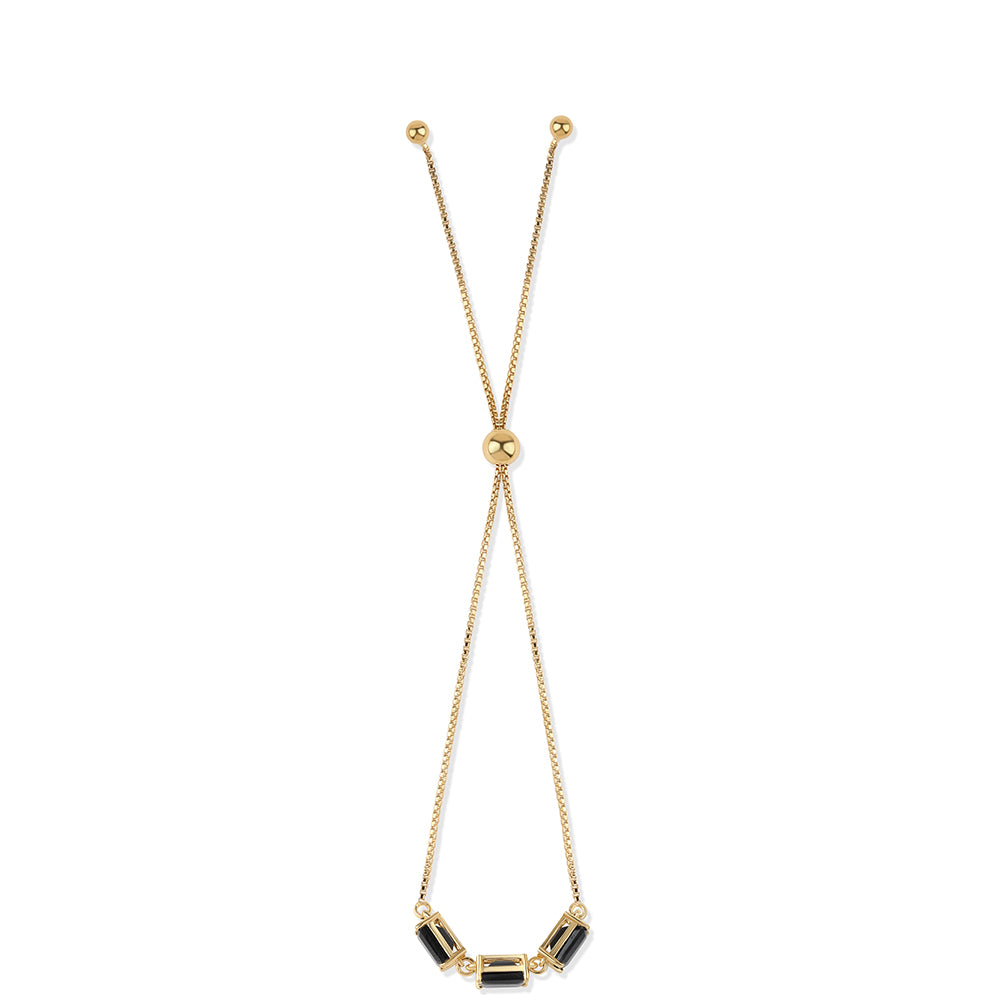 Goldplattiertes Silberarmband mit schwarzem Spinell