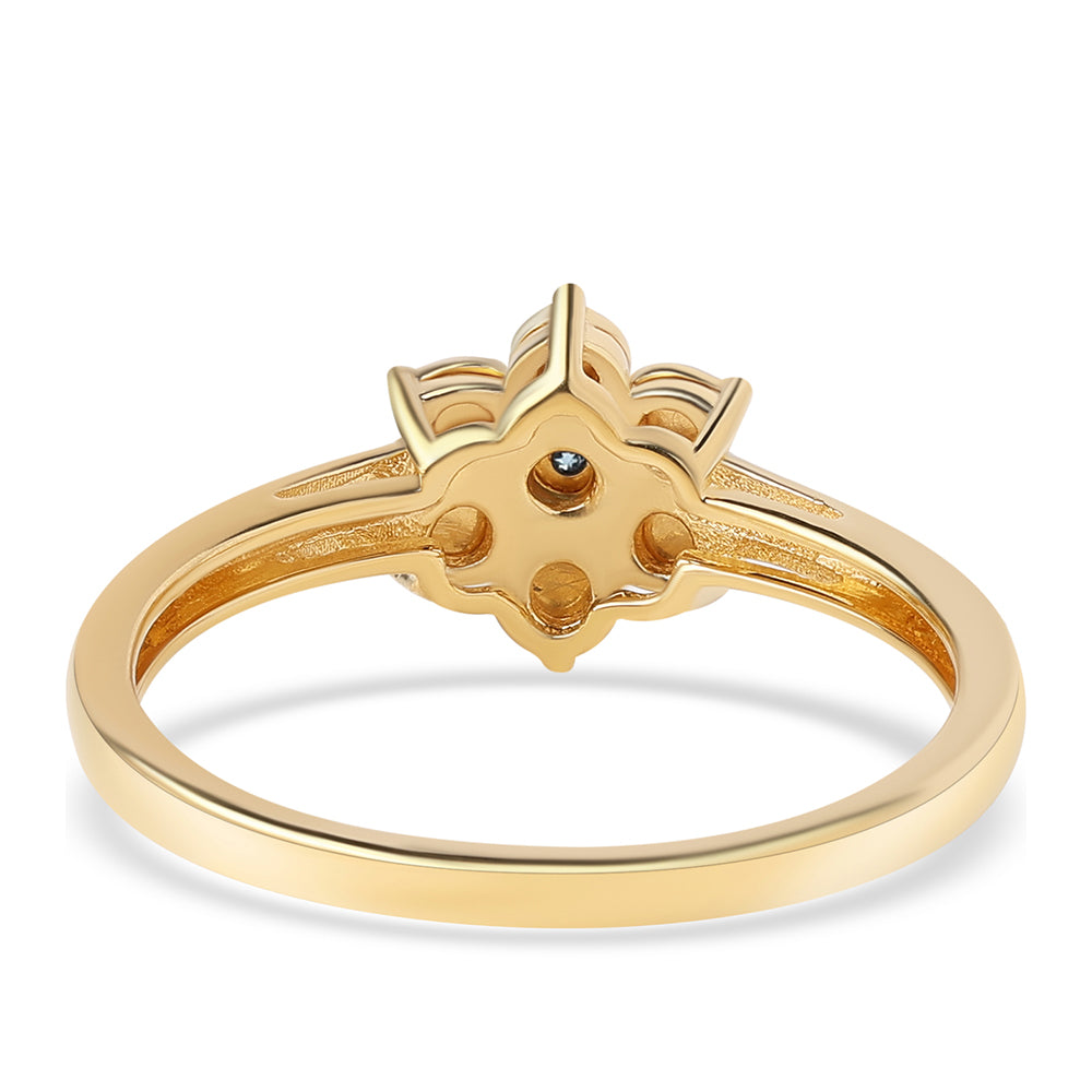 Goldplattierter Silberring mit blauem Diamant