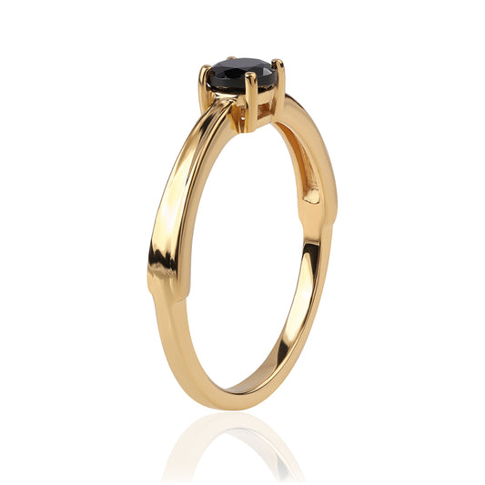 Goldplattierter Silberring mit schwarzem Spinell