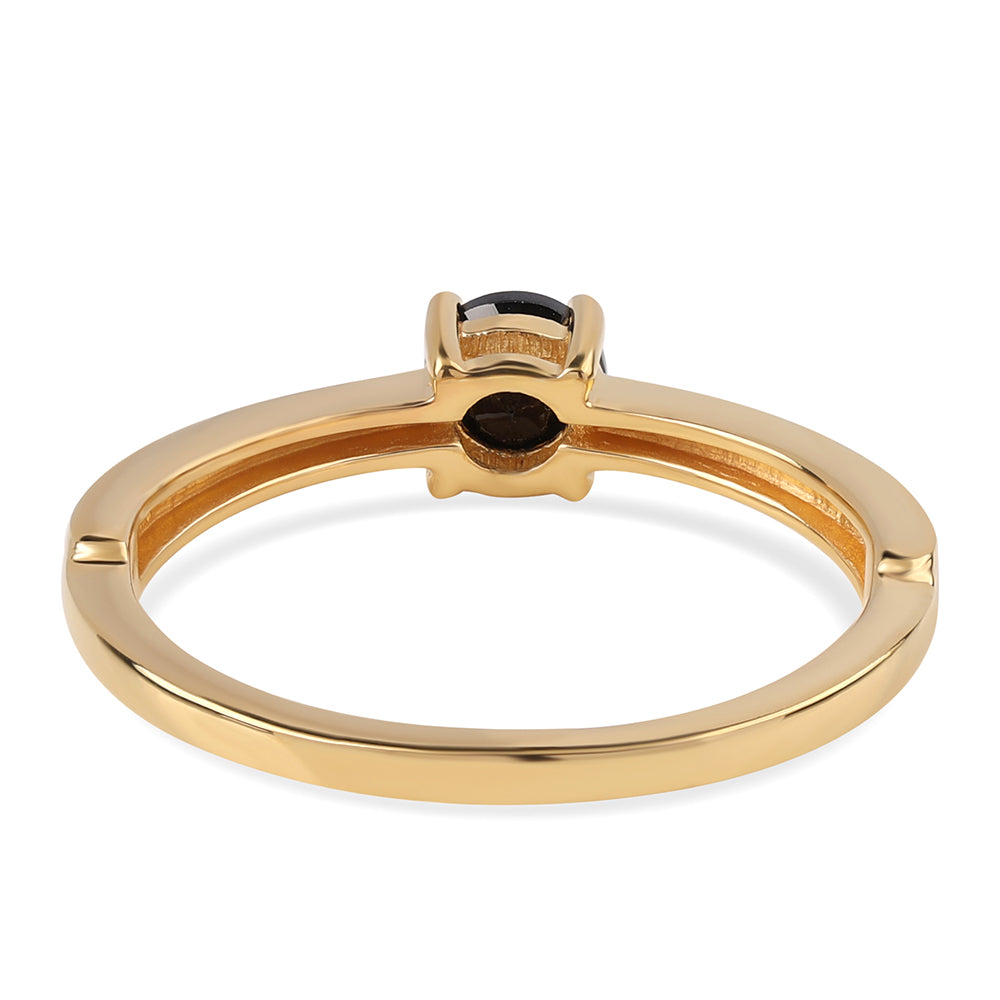 Goldplattierter Silberring mit schwarzem Spinell