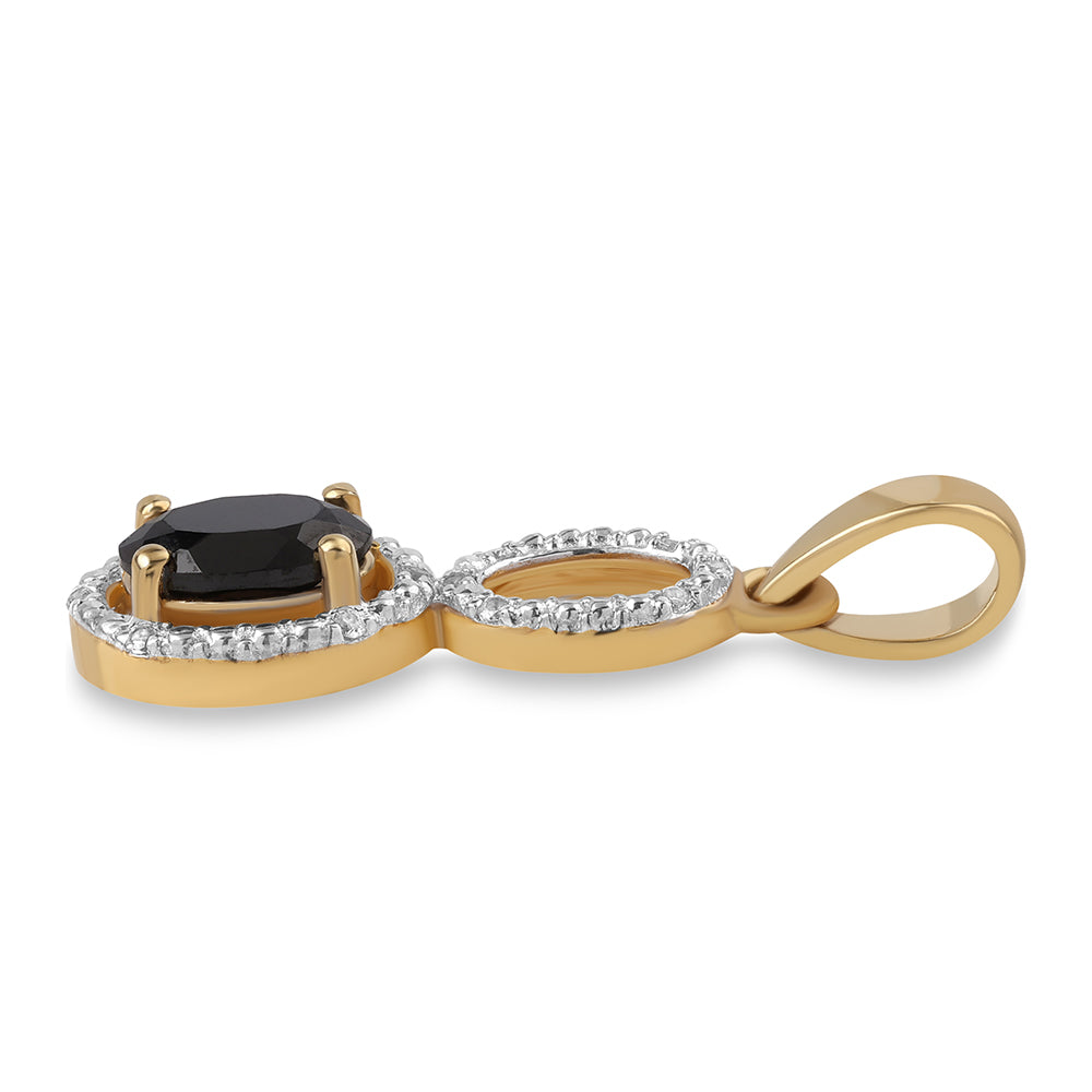 Goldplattierter Silberanhänger mit schwarzem Spinell und weißem Topas