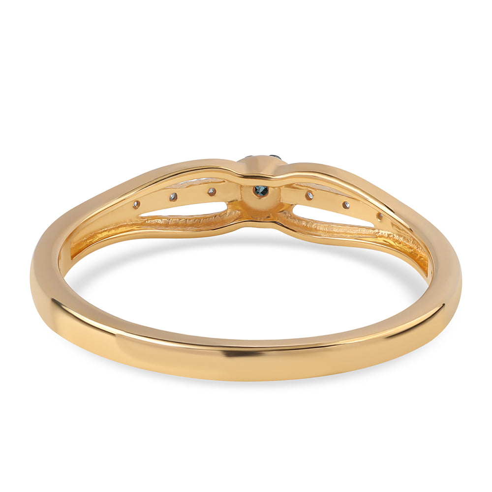 Goldplattierter Silberring mit blauem Diamant