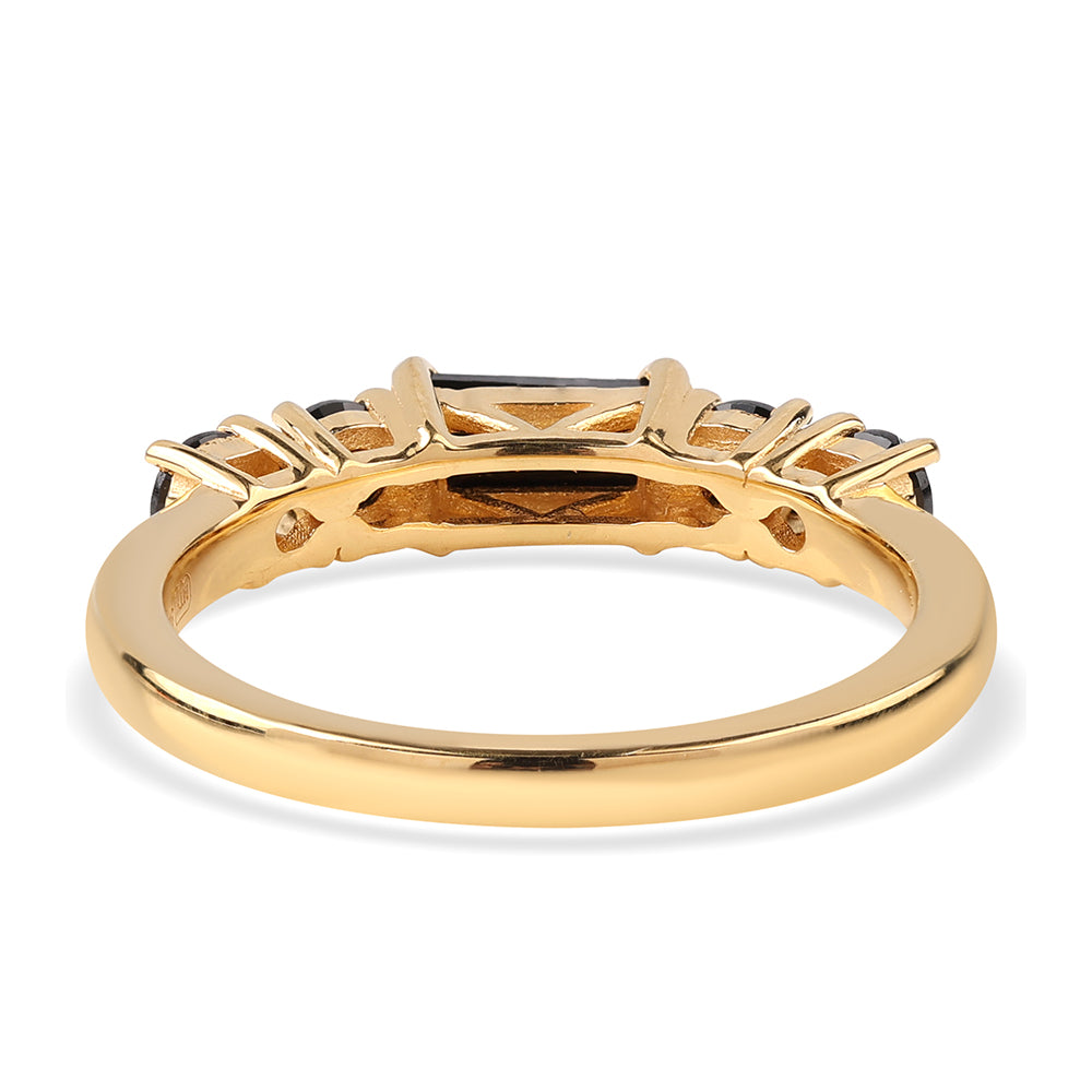 Goldplattierter Silberring mit schwarzem Spinell