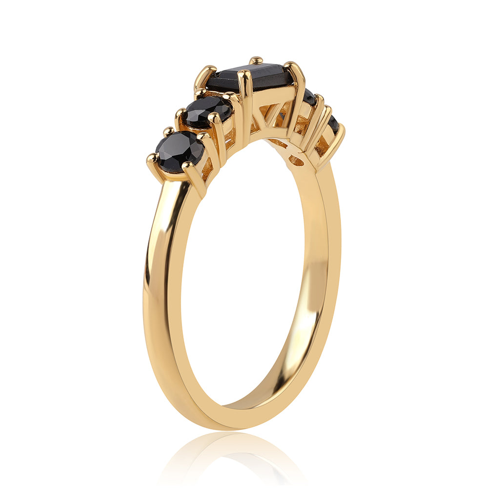 Goldplattierter Silberring mit schwarzem Spinell