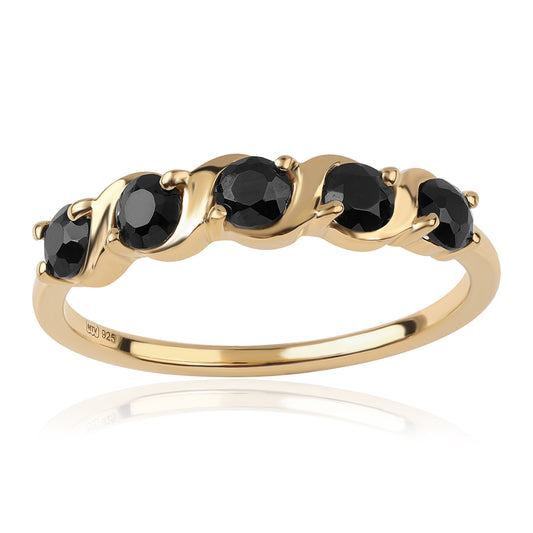 Goldplattierter Silberring mit schwarzem Spinell