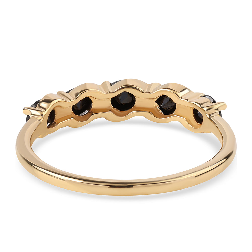 Goldplattierter Silberring mit schwarzem Spinell