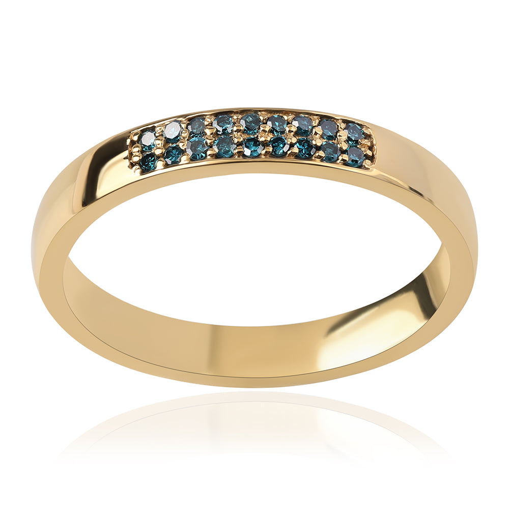 Goldplattierter Silberring mit blauem Diamant