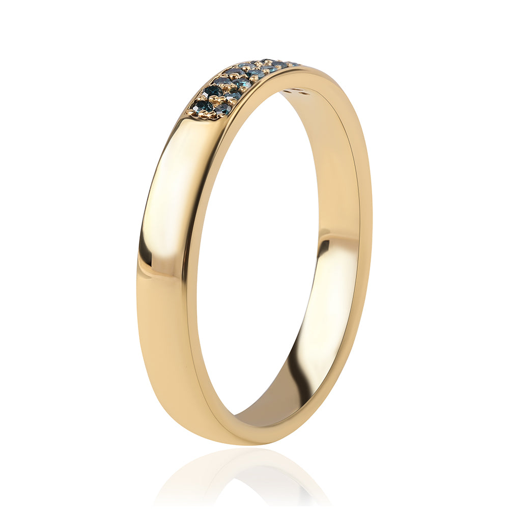 Goldplattierter Silberring mit blauem Diamant