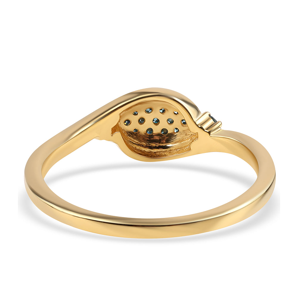 Goldplattierter Silberring mit blauem Diamant