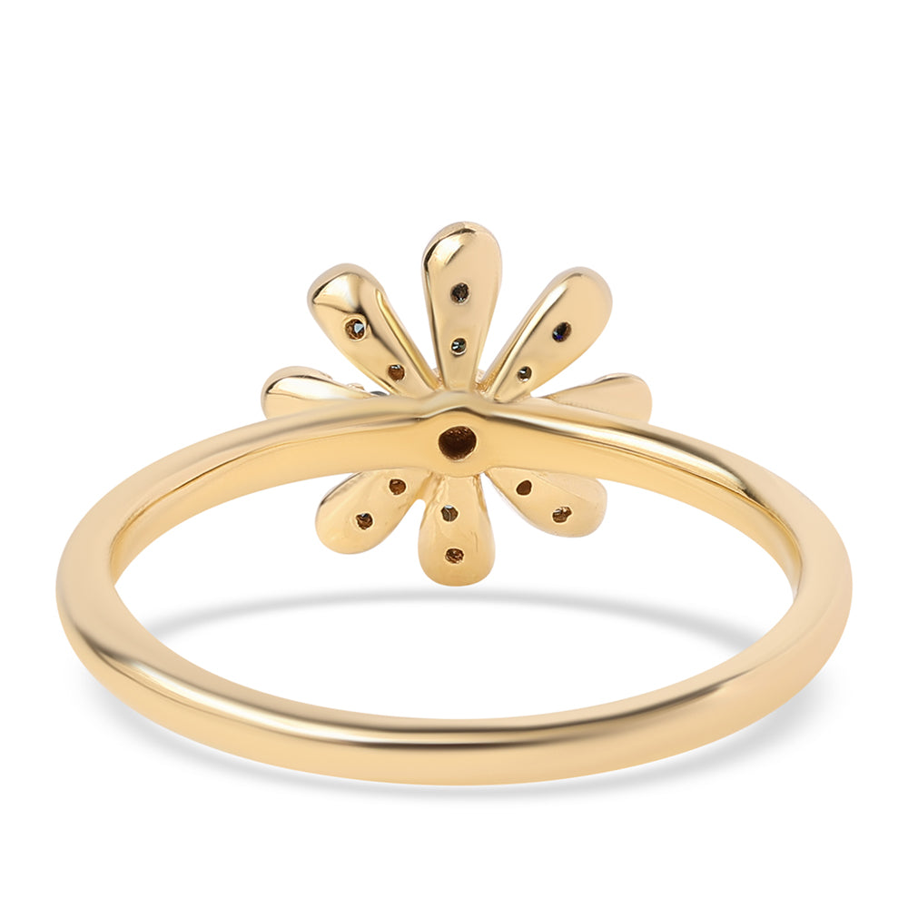 Goldplattierter Silberring mit blauem Diamant