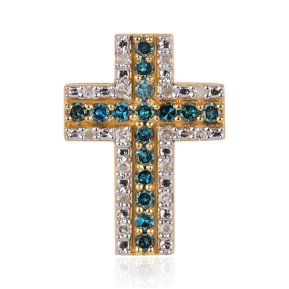 Goldplattierter Silberanhänger mit blauem Diamant und weißem Diamant