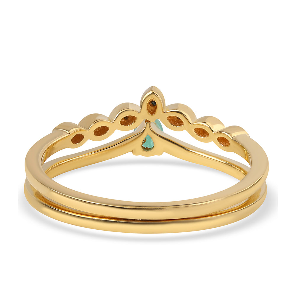 schmuckgarnitur aus Goldplattierte Silber mit blauem Diamant und brasilianischem Smaragd