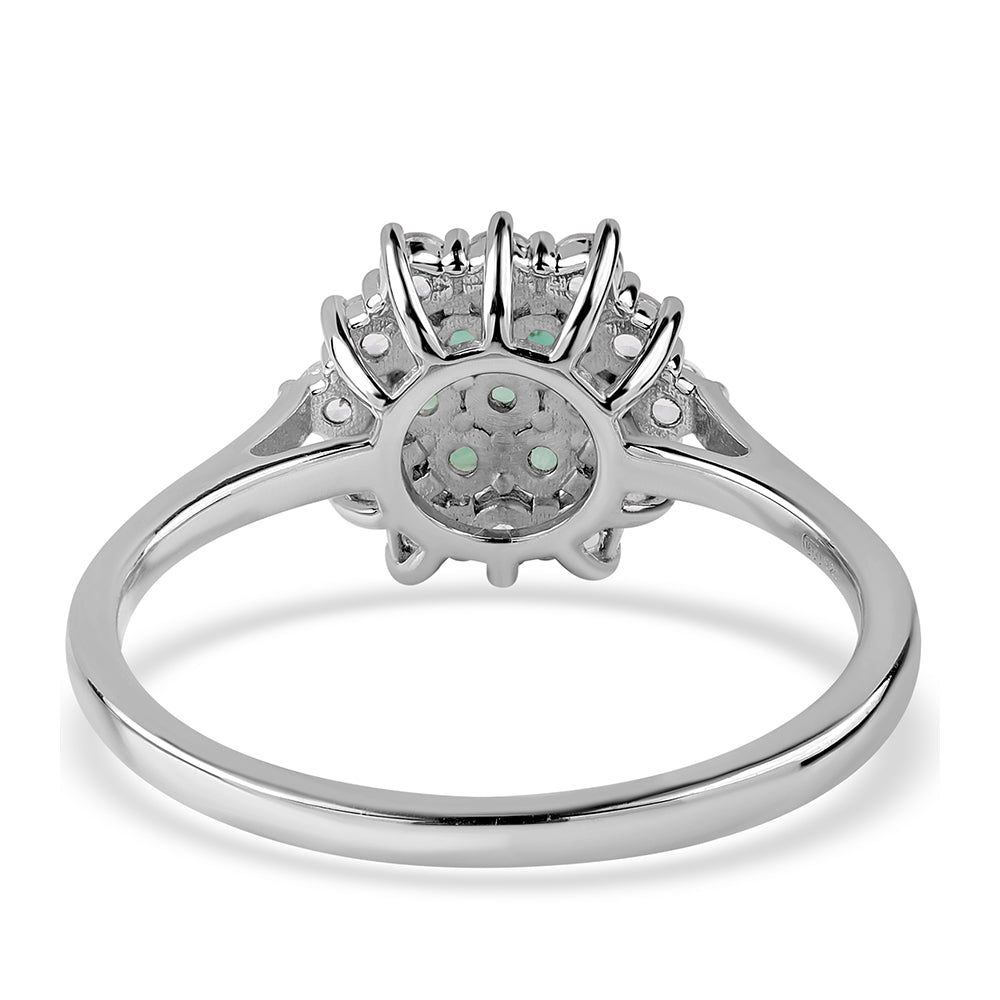 Silberring mit brasilianischem Smaragd und weißem Topas