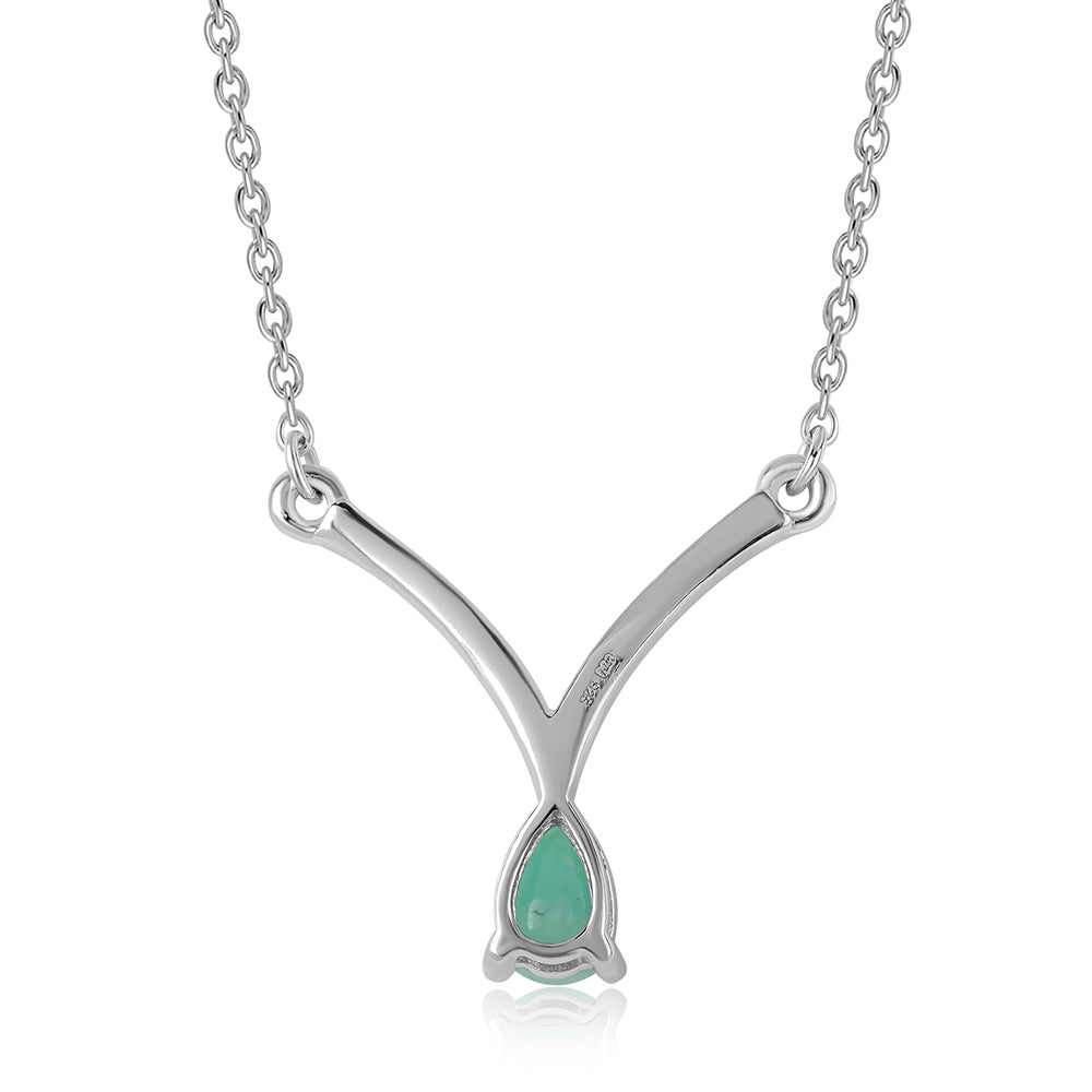 Silberhalskette mit brasilianischem Smaragd und weißem Topas