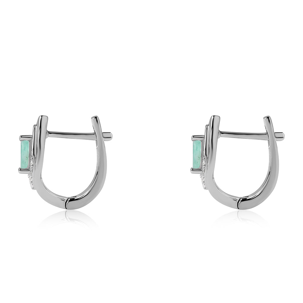 Silberohrringe mit brasilianischem Smaragd und weißem Topas