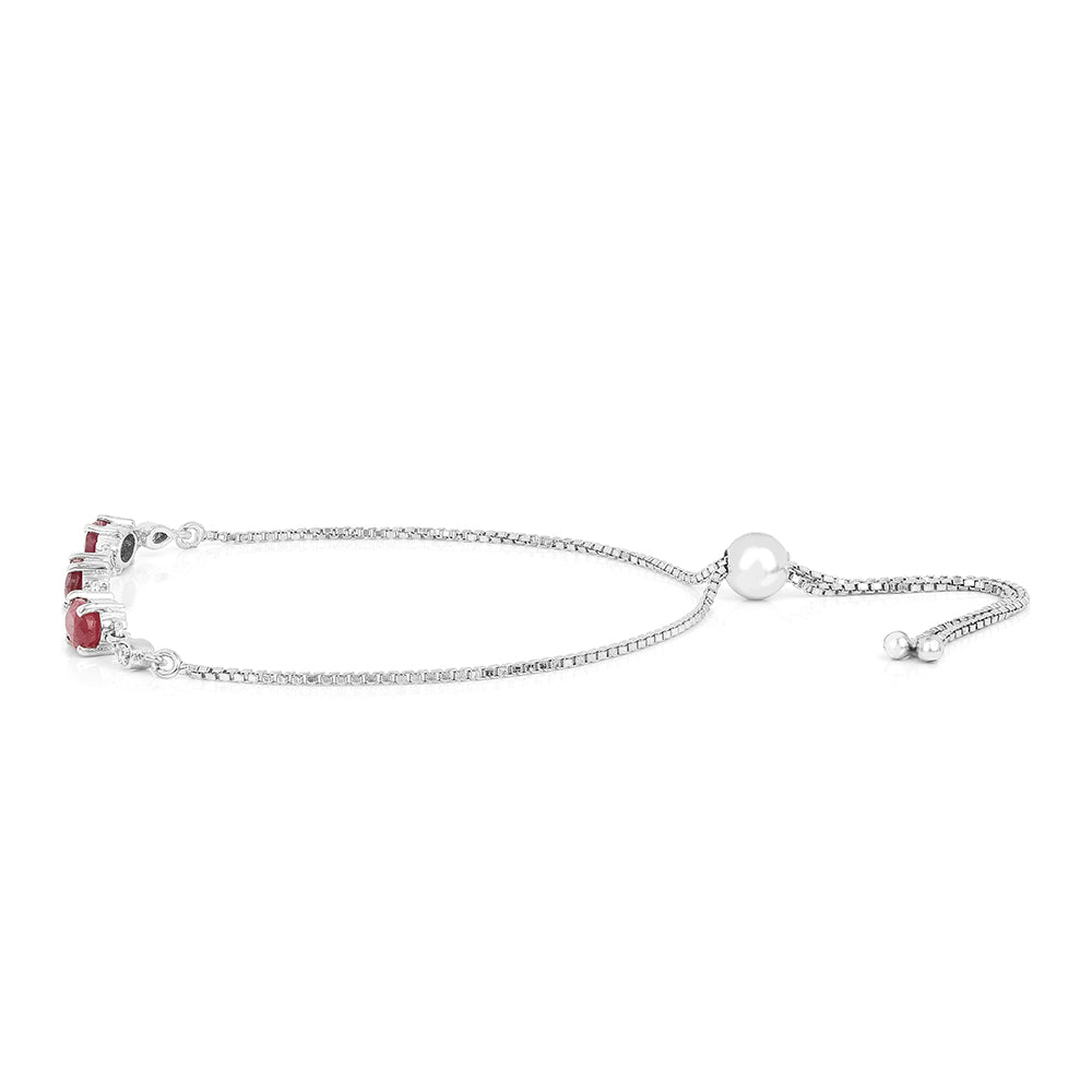 Silberarmband mit Thai Rubin und weißem Zirkon