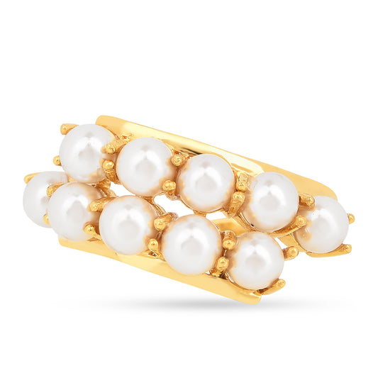 Goldplattierter Silberring mit Cremefarbener Süßwasserperle