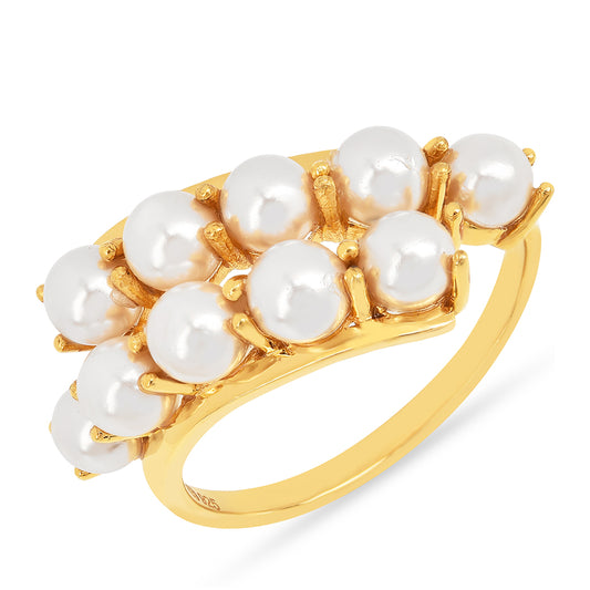 Goldplattierter Silberring mit Cremefarbener Süßwasserperle