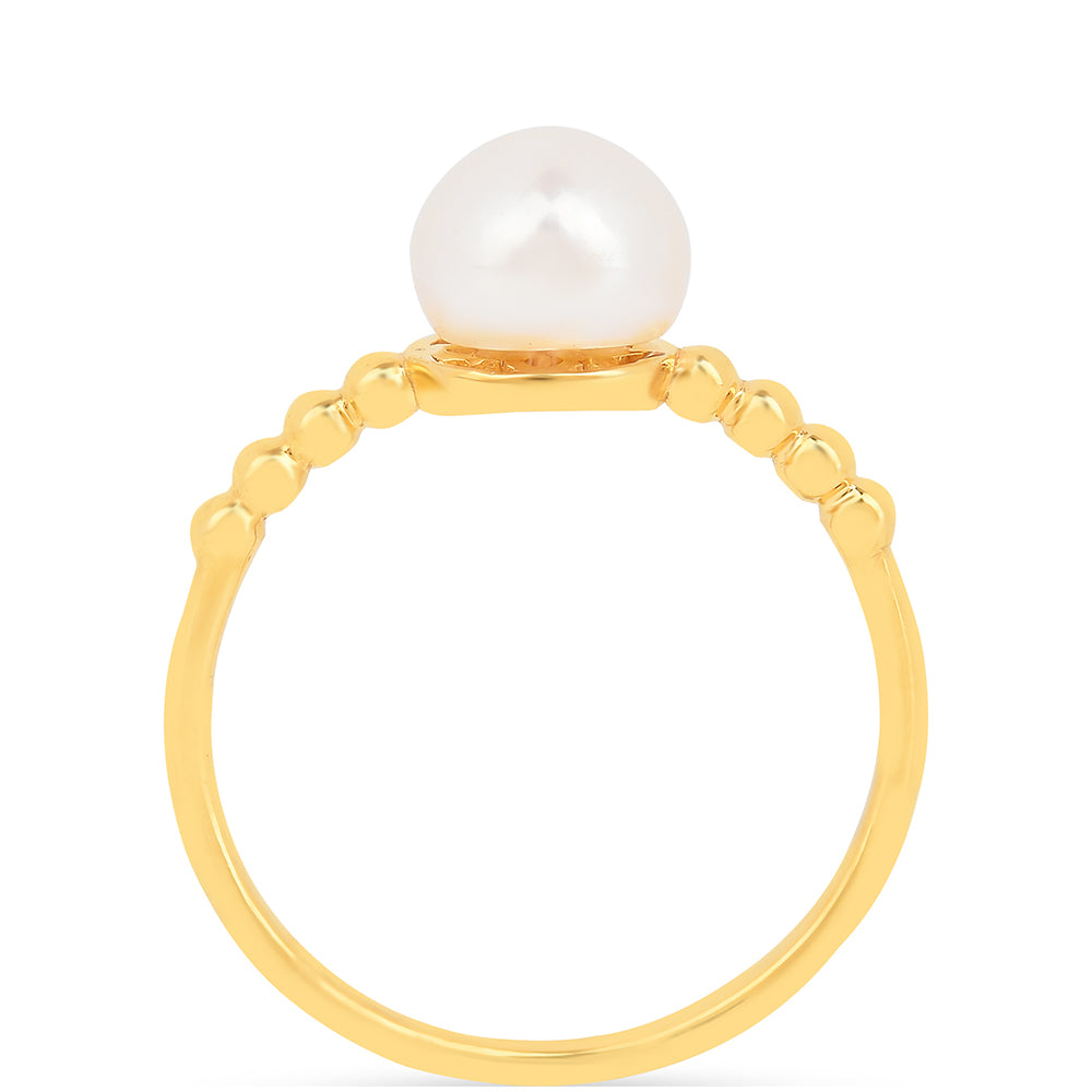 Goldplattierter Silberring mit Cremefarbener Süßwasserperle