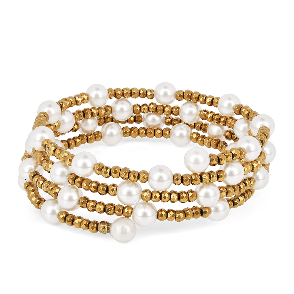 Goldplattiertes Silberarmband mit Cremefarbener Süßwasserperle