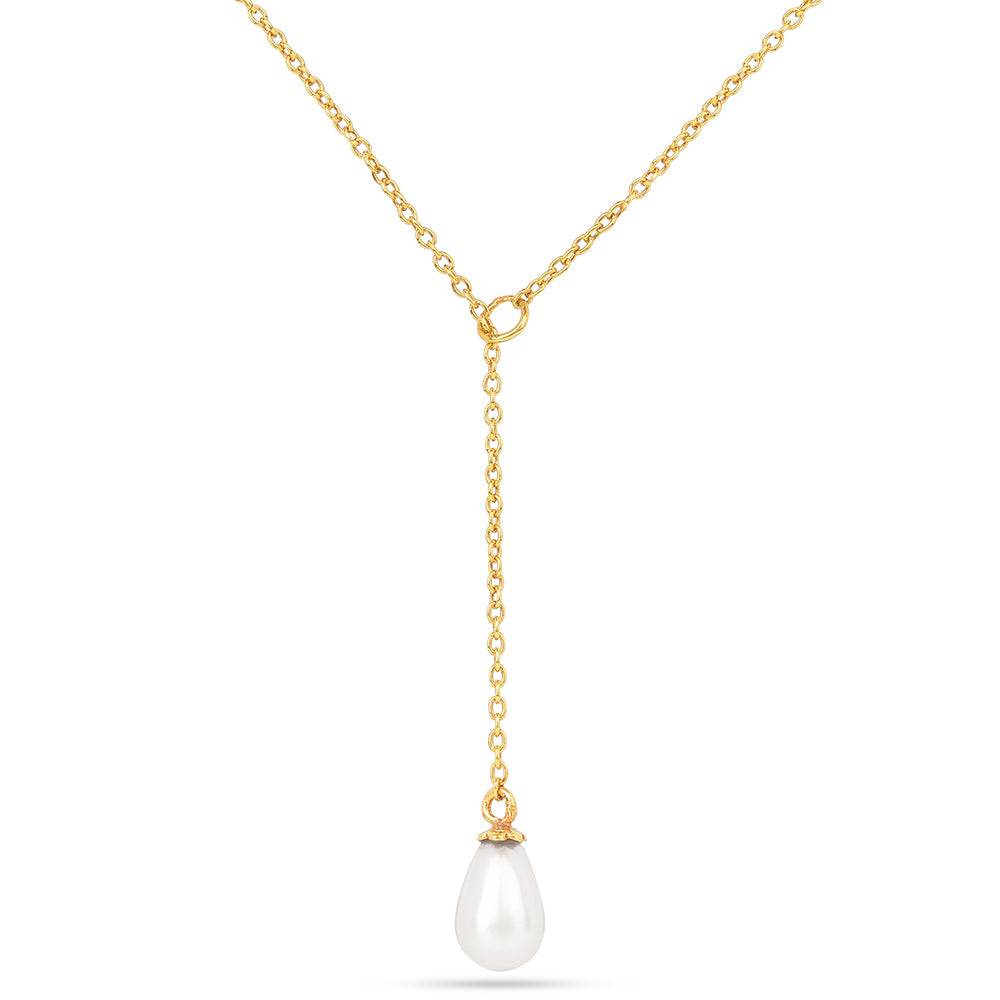 Goldplattierte Silberhalskette mit Cremefarbener Süßwasserperle