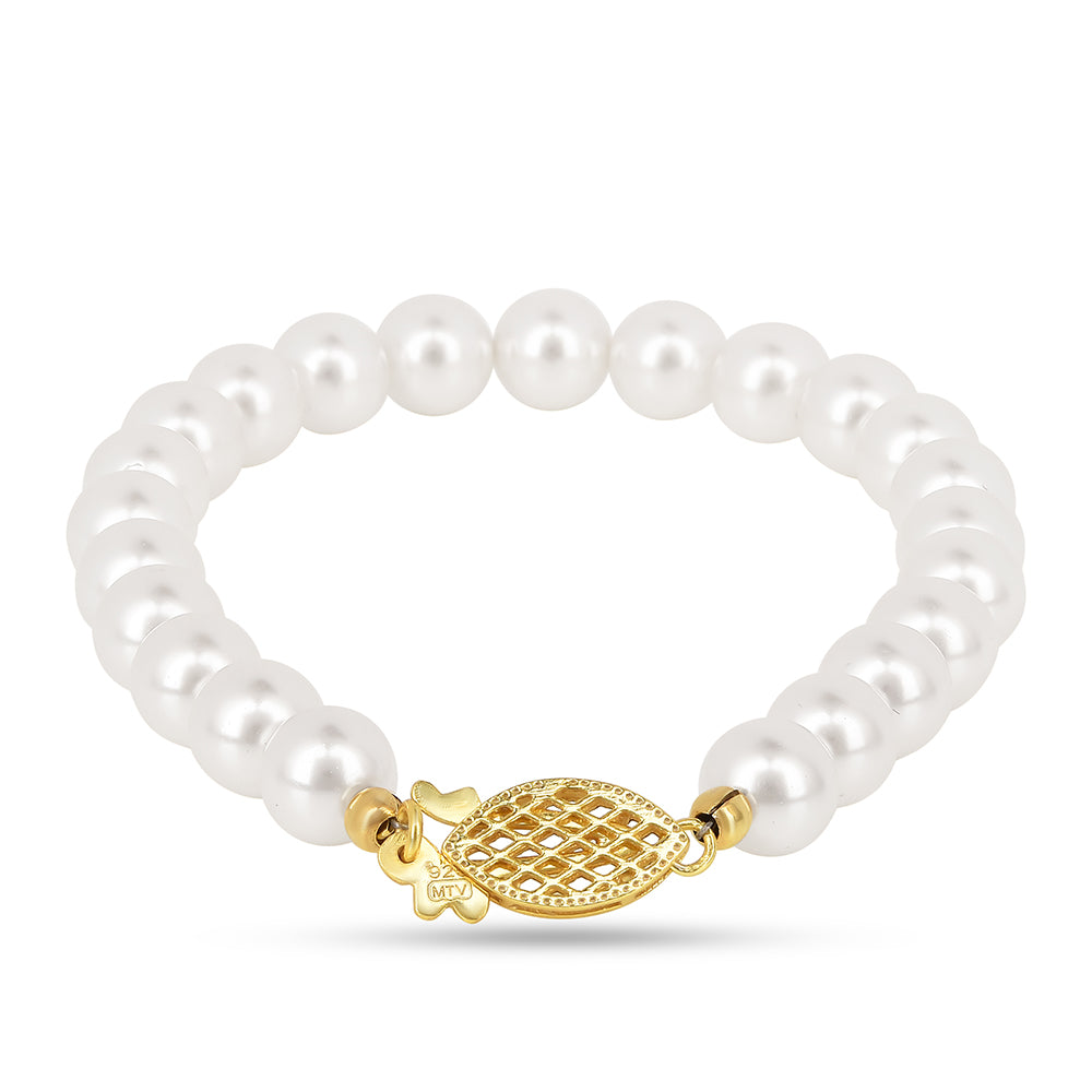 Goldplattiertes Silberarmband mit Cremefarbener Süßwasserperle