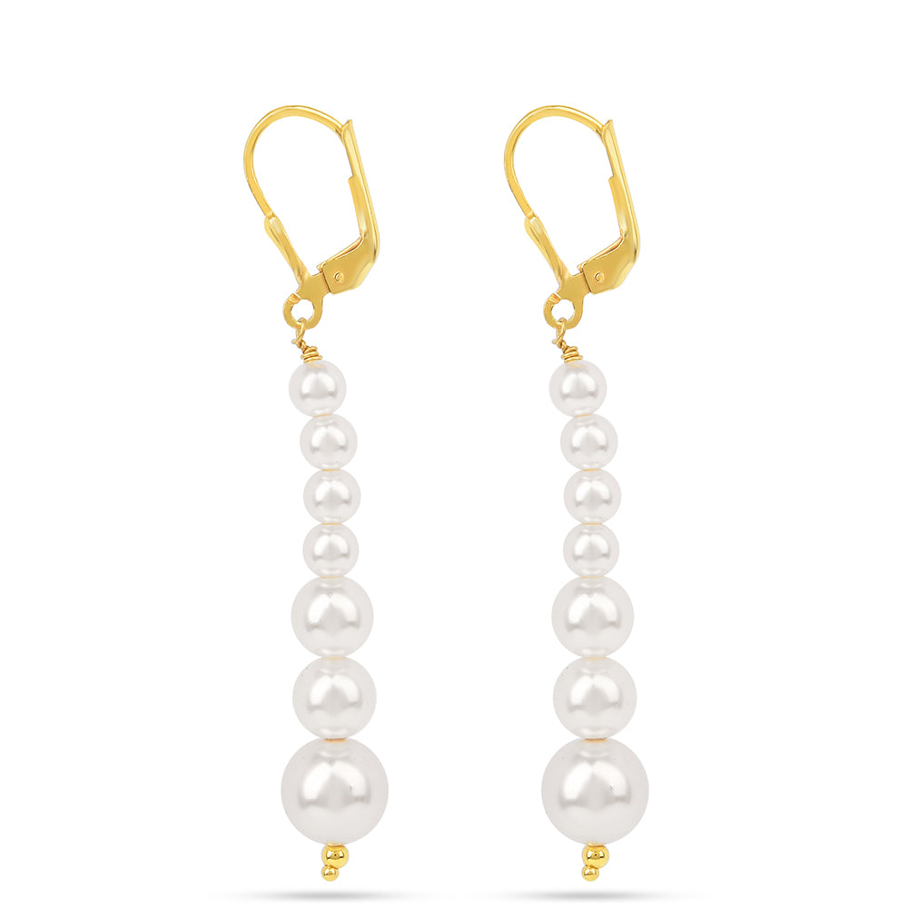 Goldplattierte Silberohrringe mit Cremefarbener Süßwasserperle