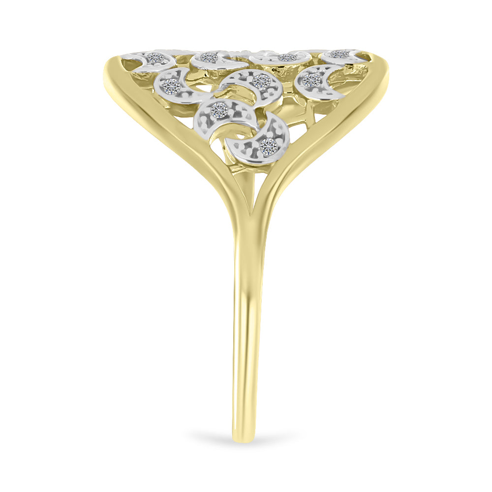 Goldplattierter Silberring mit weißem Diamant