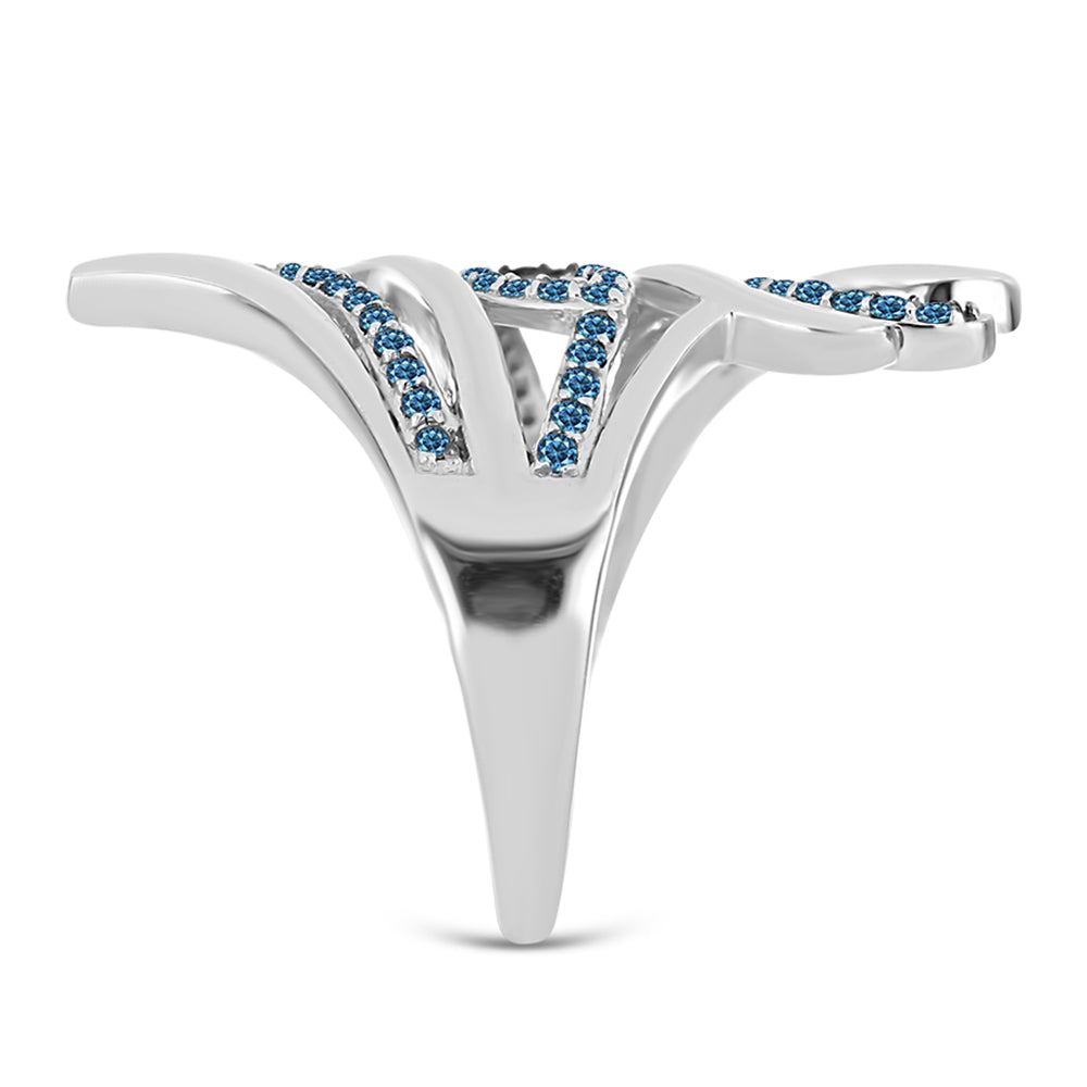 Silberring mit blauem Diamant