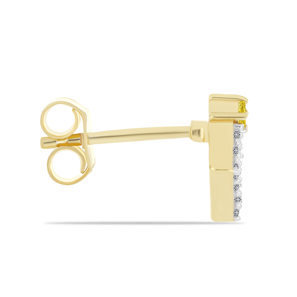 Goldplattierte Silberohrringe mit gelbem Diamant und natürlichem weißem Zirkon