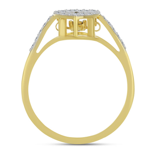 Goldplattierter Silberring mit weißem Diamant und weißem Zirkon