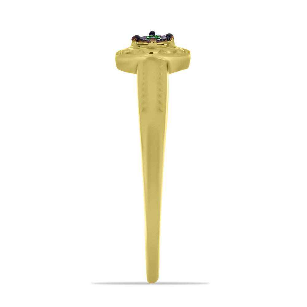 Goldplattierter Silberring mit grünem Diamant