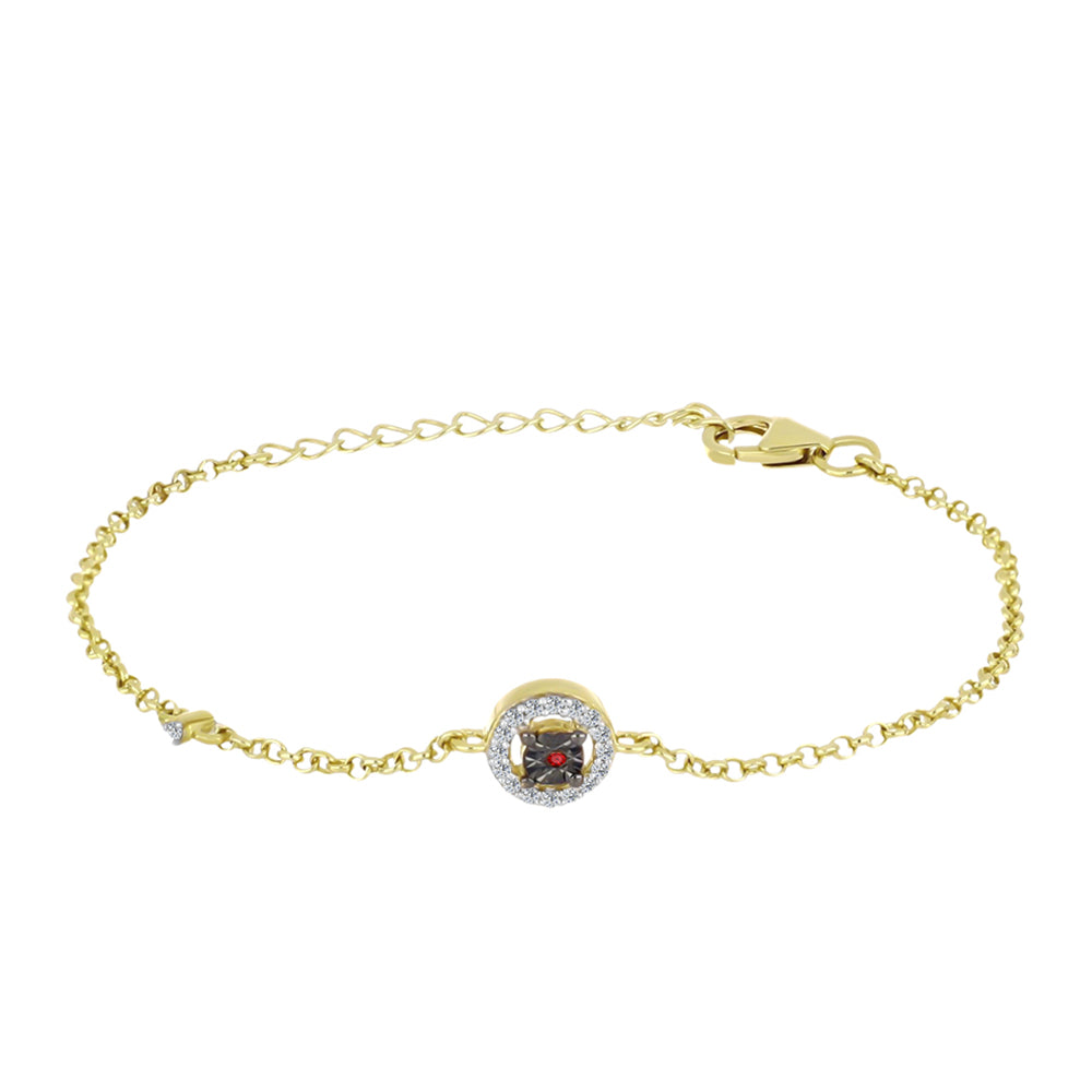 Goldplattiertes Silberarmband mit rotem Diamant und weißem Zirkon