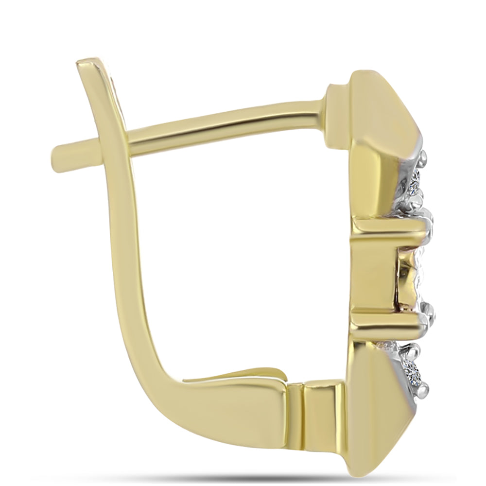 Goldplattierte Silberohrringe mit weißem Diamant