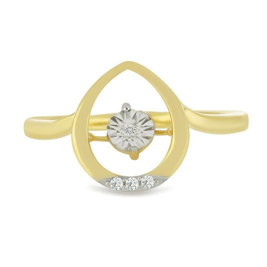 Goldplattierter Silberring mit weißem Diamant und weißem Zirkon