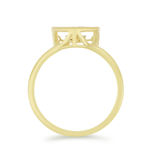 Goldplattierter Silberring mit weißem Diamant und weißem Zirkon