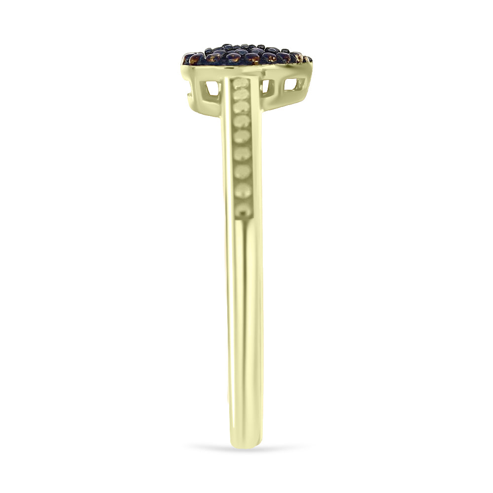 Goldplattierter Silberring mit blauem Diamant