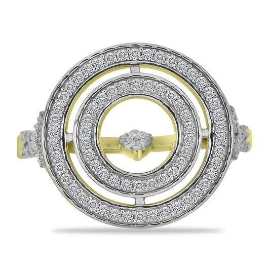 Goldplattierter Silberring mit weißem Diamant und weißem Zirkon