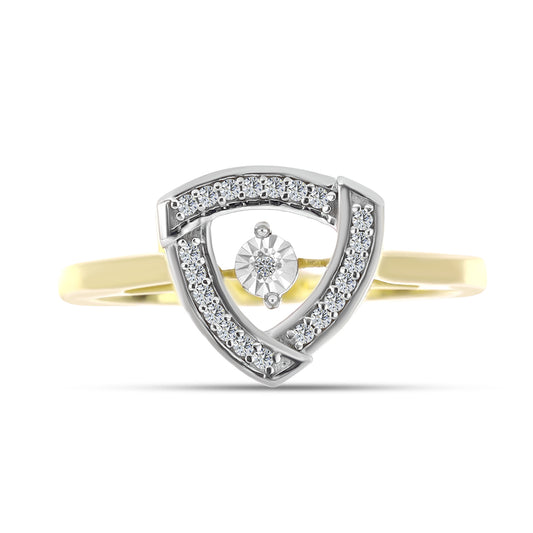Goldplattierter Silberring mit weißem Diamant und weißem Zirkon