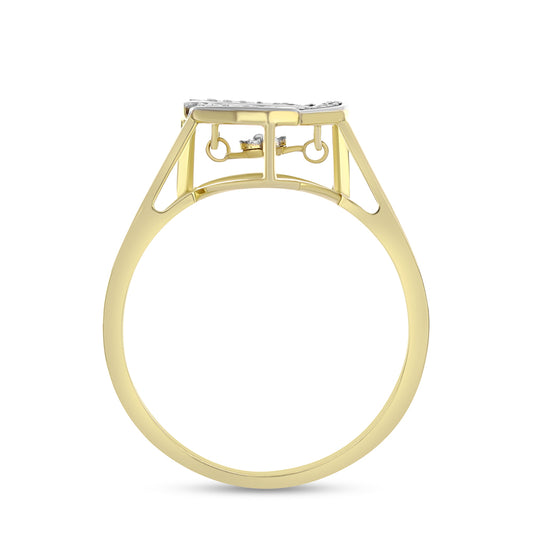 Goldplattierter Silberring mit weißem Diamant und weißem Zirkon
