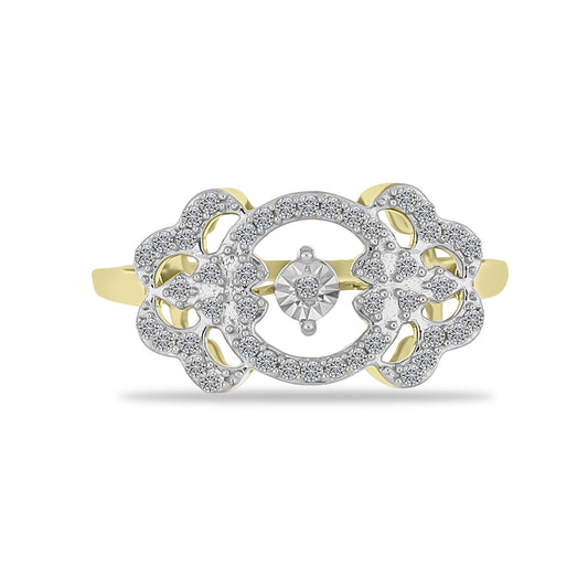 Goldplattierter Silberring mit weißem Diamant und weißem Zirkon