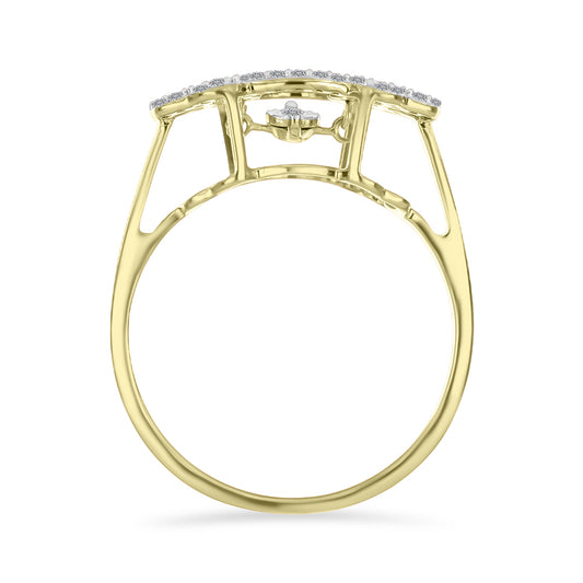 Goldplattierter Silberring mit weißem Diamant und weißem Zirkon