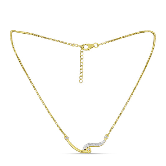 Goldplattierte Silberhalskette mit weißem Diamant
