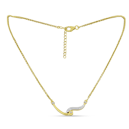 Goldplattierte Silberhalskette mit weißem Diamant
